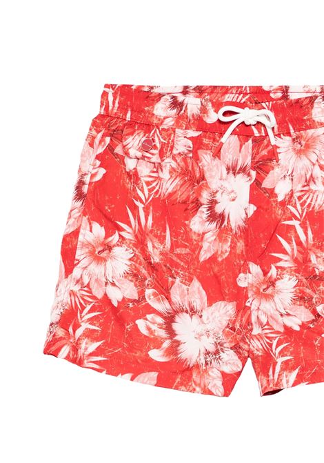 Red Swim Shorts With Floral Fantasy KITON | UCOM2CK0748F48/000