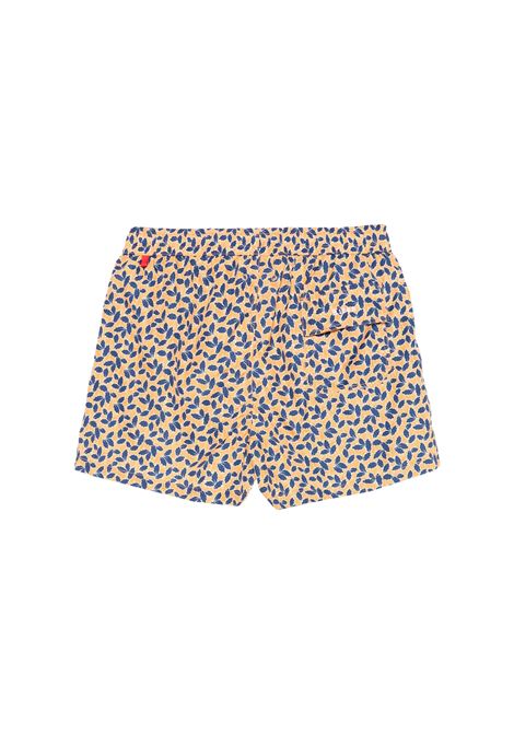 Shorts Da Mare Arancioni Con Pattern Foglie KITON | UCOM2CK0748F80/001