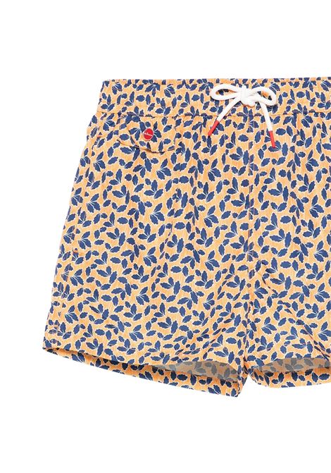 Shorts Da Mare Arancioni Con Pattern Foglie KITON | UCOM2CK0748F80/001