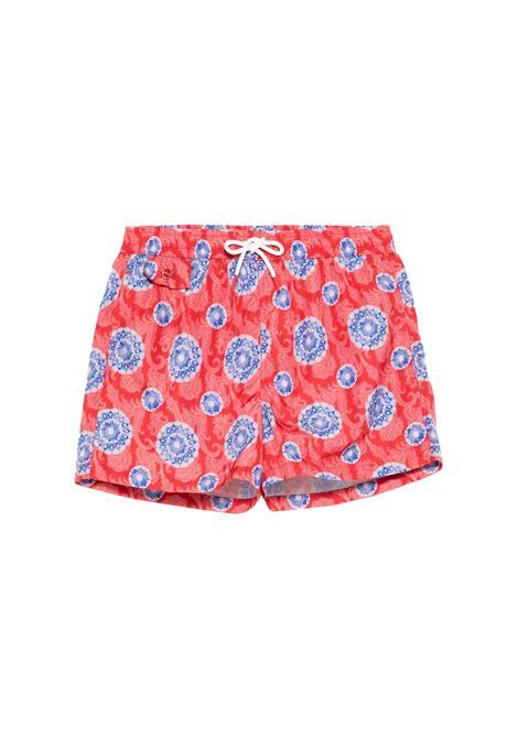 Shorts Da Mare Rossi Con Pattern Paisley e Mandala KITON | UCOM2CK0749F30/000