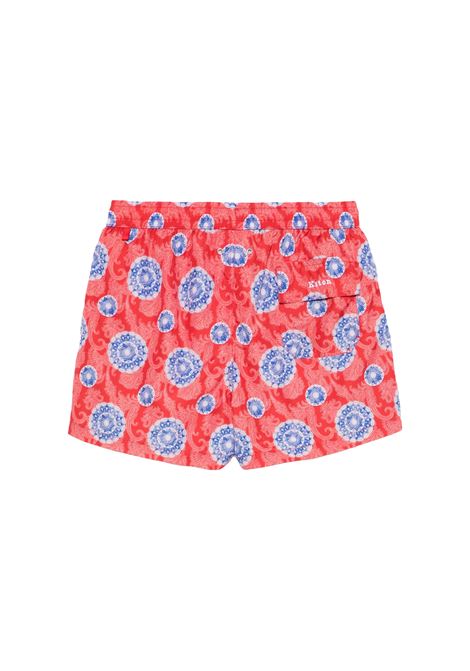 Shorts Da Mare Rossi Con Pattern Paisley e Mandala KITON | UCOM2CK0749F30/000