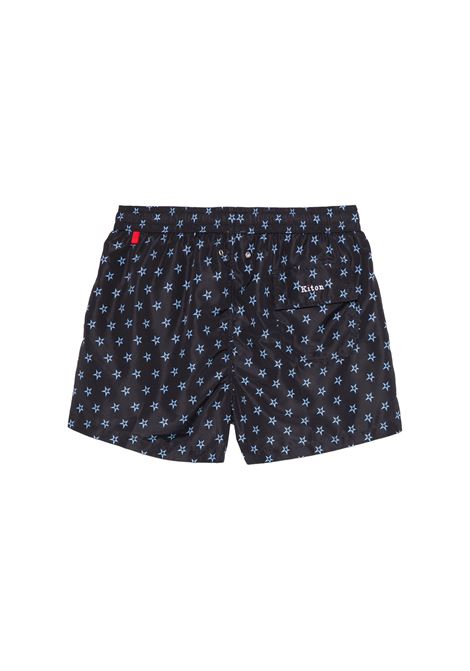 Night Blue Swim Shorts With Stars Pattern KITON | UCOM2CK0770F43/000