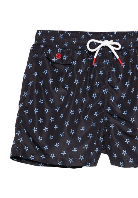 Night Blue Swim Shorts With Stars Pattern KITON | UCOM2CK0770F43/000