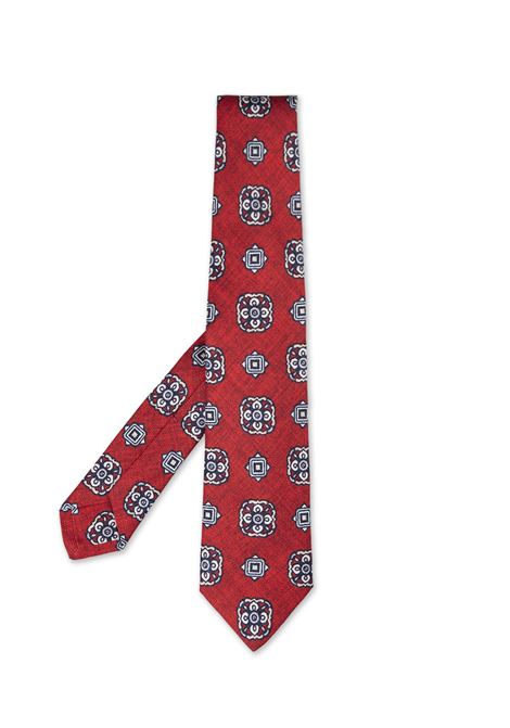 Red Silk Tie With Pattern KITON | Tie | UCRVKRC03L8305/000