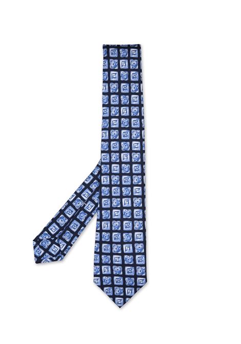 Cravatta Blu Navy Con Pattern Geometrico a Contrasto KITON | UCRVKRC04L5901/001