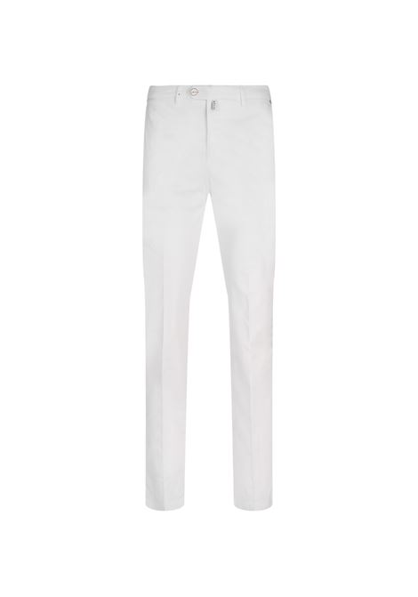 White Stretch Cotton Tapered Trousers KITON | UFPP79K0600F14/008