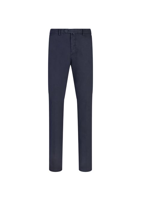 Navy Blue Stretch Cotton Tapered Trousers KITON | UFPP79K0600F19/002