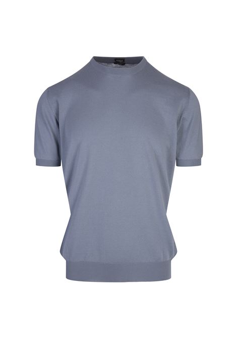 T-Shirt In Maglia Di Cotone Azzurro Polvere KITON | T-Shirts | UMKXX37K316/003