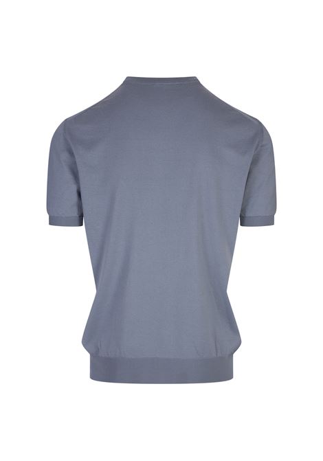 T-Shirt In Maglia Di Cotone Azzurro Polvere KITON | UMKXX37K316/003