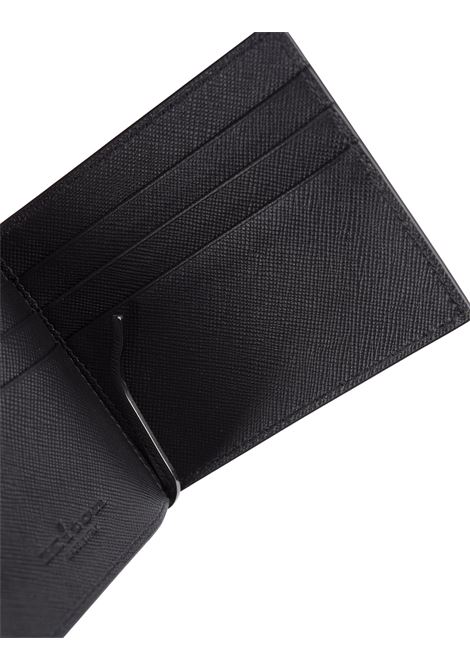 Black Leather Folding Card Holder With Logo KITON | UPEA013N0122808/005