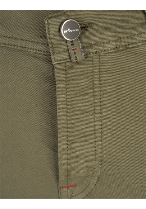 Jeans Slim Fit In Denim Di Cotone Stretch Verde Militare KITON | UPNJSMK0601F08/003