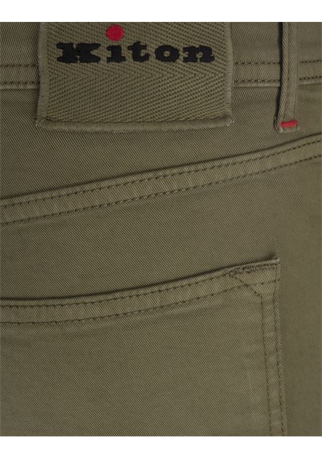 Military Green Blue Stretch Cotton Denim Slim Fit Jeans KITON | UPNJSMK0601F08/003