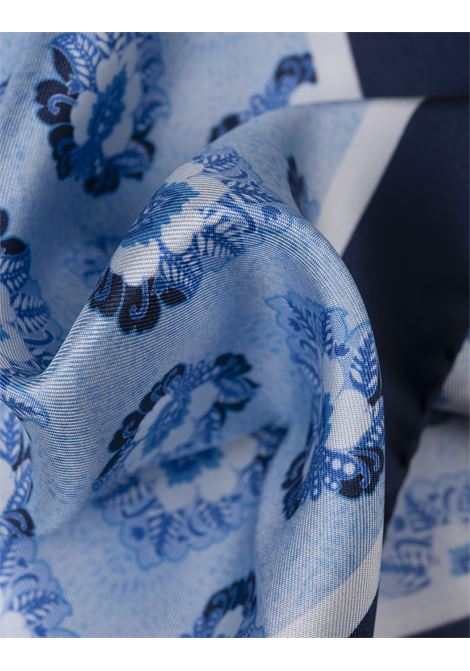 Sky Blue Pocket Handkerchief With Foliage Pattern KITON | UPOCHCK0700F01/003