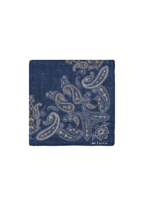 Dark Blue Pocket Handkerchief With Cashmere Fantasy KITON | UPOCHCK0711F09/002