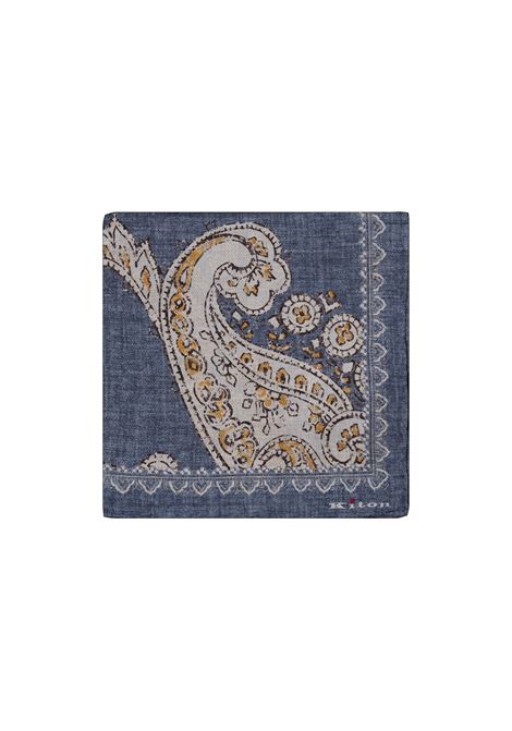 Denim Blue Pocket Handkerchief With Cashmere Fantasy KITON | pochettes | UPOCHCK0711F16/009