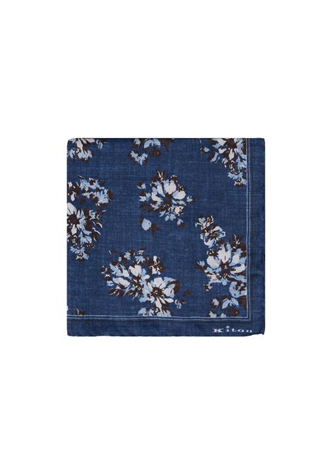 Dark Blue Pocket Handkerchief With Floral Fantasy KITON | UPOCHCK0712F01/008