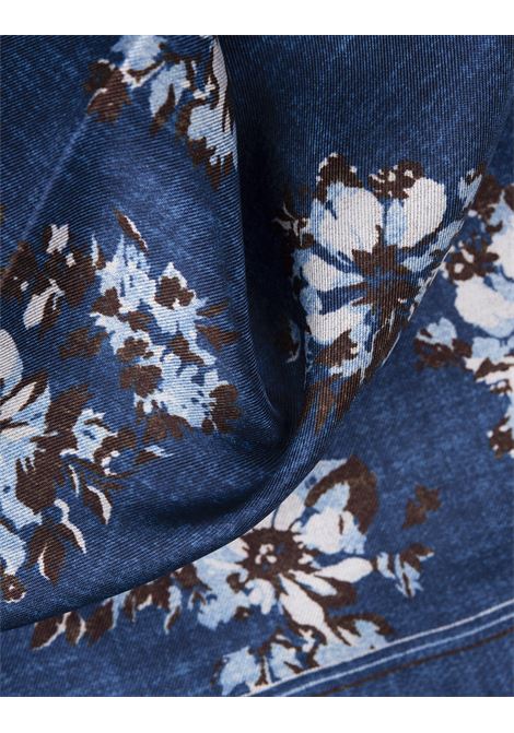 Dark Blue Pocket Handkerchief With Floral Fantasy KITON | UPOCHCK0712F01/008