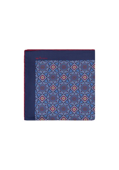 Light Blue Pocket Handkerchief With Red Mandala Pattern KITON | UPOCHCK0737F19/000