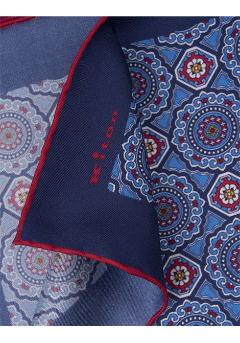 Light Blue Pocket Handkerchief With Red Mandala Pattern KITON | UPOCHCK0737F19/000