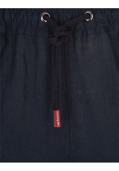 Pantaloni Pull-On Comfort In Lino Blu Navy KITON | UPSHORLH0928617/003