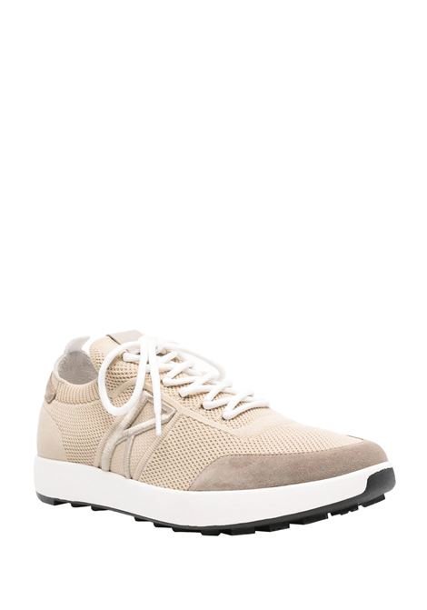 Beige Mesh Lace-Up Sneakers KITON | USSA031N0121715/00B