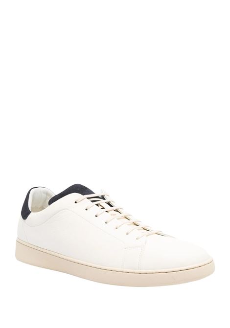 Sneakers In Pelle Bianca Con Dettagli Blu KITON | USSA067N0118502/006