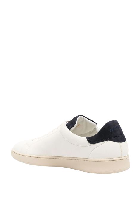 White Leather Sneakers With Blue Details KITON | USSA067N0118502/006