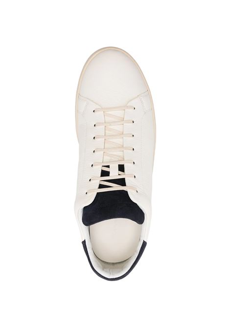 Sneakers In Pelle Bianca Con Dettagli Blu KITON | USSA067N0118502/006