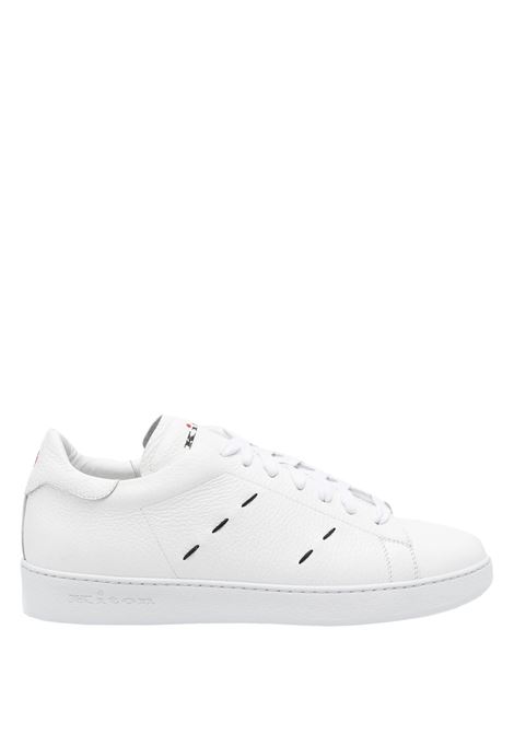 White Lace-Up Sneakers With Blue and Red Stitching KITON | Sneakers | USSA068N0114901/008