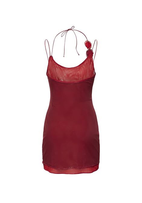 Merlot Mini Dress In Red Mesh OSEREE | FDS250-MESHMERLOT-RED