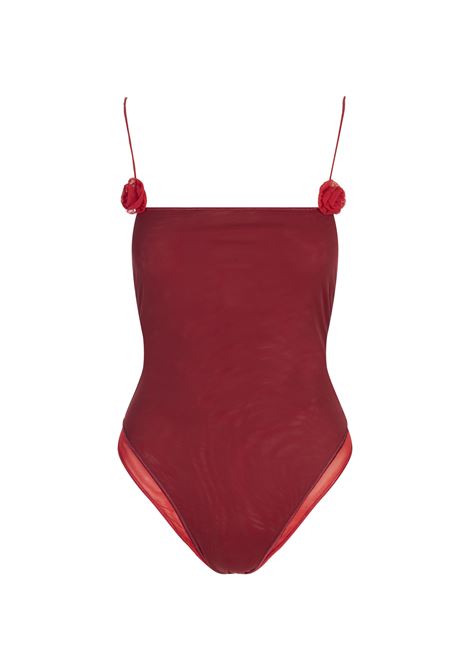 Merlot One- Piece Swimwear In Red Mesh OSEREE | FIS250-MESHMERLT-RED