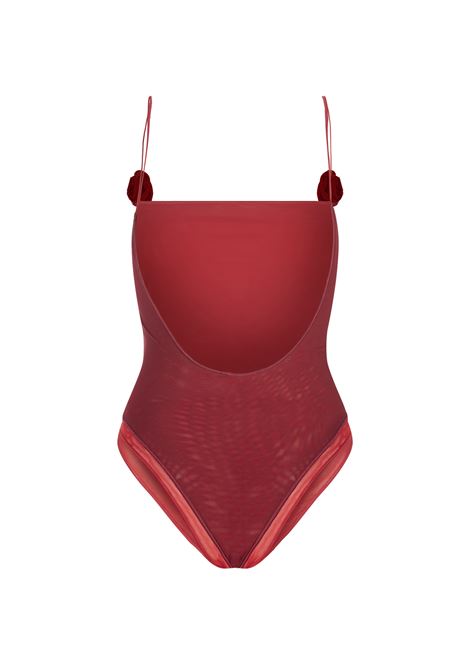 Merlot One- Piece Swimwear In Red Mesh OSEREE | FIS250-MESHMERLT-RED