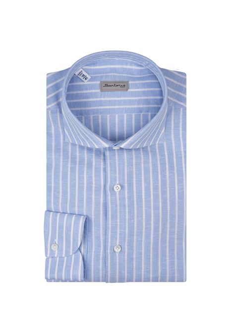 Camicia a Righe In Lino e Cotone Azzurra SARTORIO | SCCSH442505