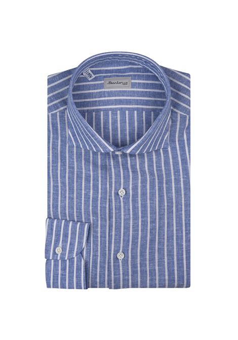 Camicia a Righe In Lino e Cotone Blu SARTORIO | SCCSH442506