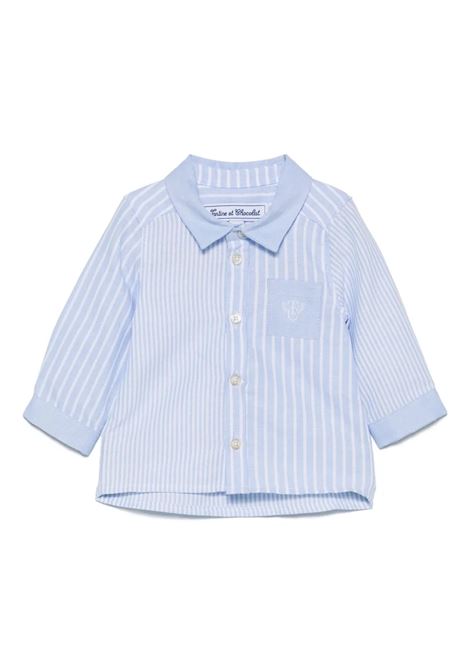 Camicia A Righe Bianca E Azzurra Con Logo Monogram TARTINE ET CHOCOLAT | Camicie | CA1208144